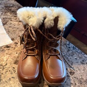 Propet Brown Boots with White Fur Lining